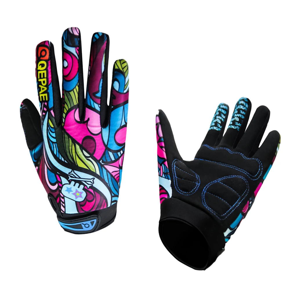 1 Pair Full Finger Gloves 3mm High Elastic SBR Mat Cycling Gloves Gel Pad Gloves Sportswear Riding Mitts for Cycling Skating