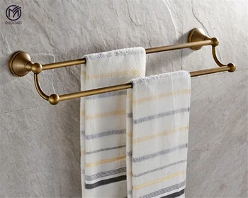 

Brass Towel Rack Brushed Antique Double Wall-Mounted Modern Bathroom Accessories Storage Device