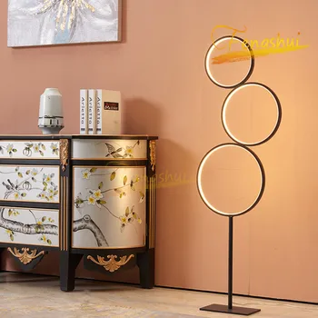 

Nordic LED Circle Floor Lamp Fixtures Modern Creative Floor Lights Touch Switch Stand Lamp Indoor Bedroom Bedside Decor Lighting