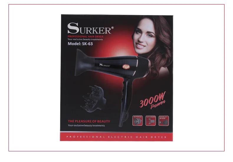Фен Surker SK-63 контроль температуры защита от перегрева 6 регулировка скорости высокая мощность горячий и холодный ветер фен
