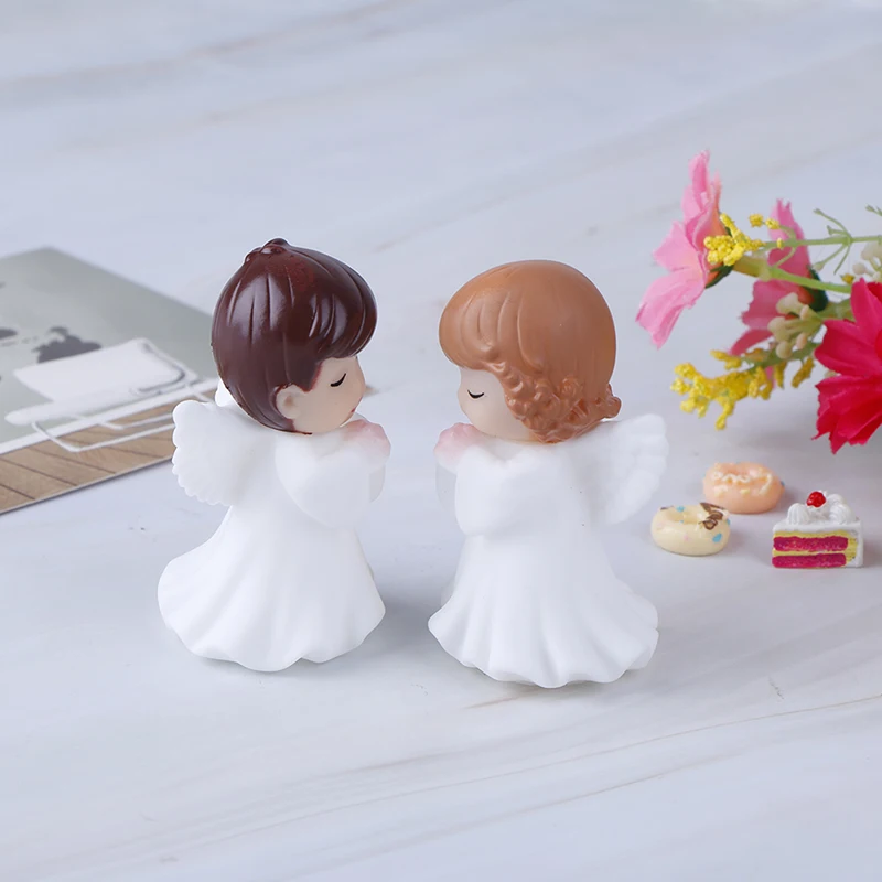 Angels Figurines Miniature Well Workmanship Odorless Sculpture Ornament Decoration Desktop Car Garden Cake 2 Pcs miniature figurines miniature ornament