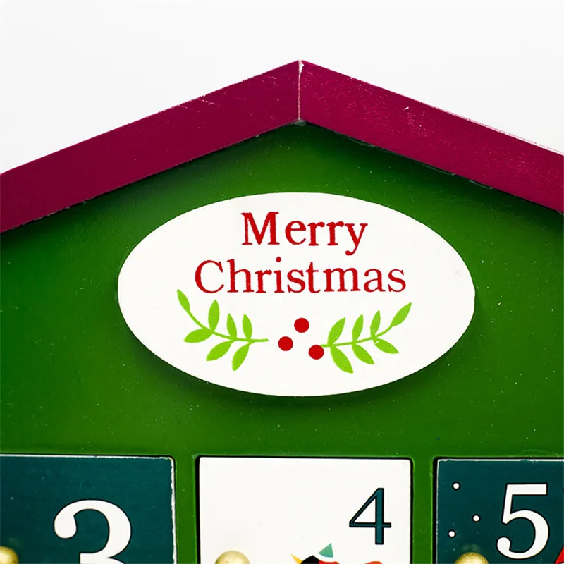Деревянный Рождественский Печатный Адвент Календарь Коробка для хранения с ящики деревянные дома форма обратного отсчета календаря коробки дома Xams украшения