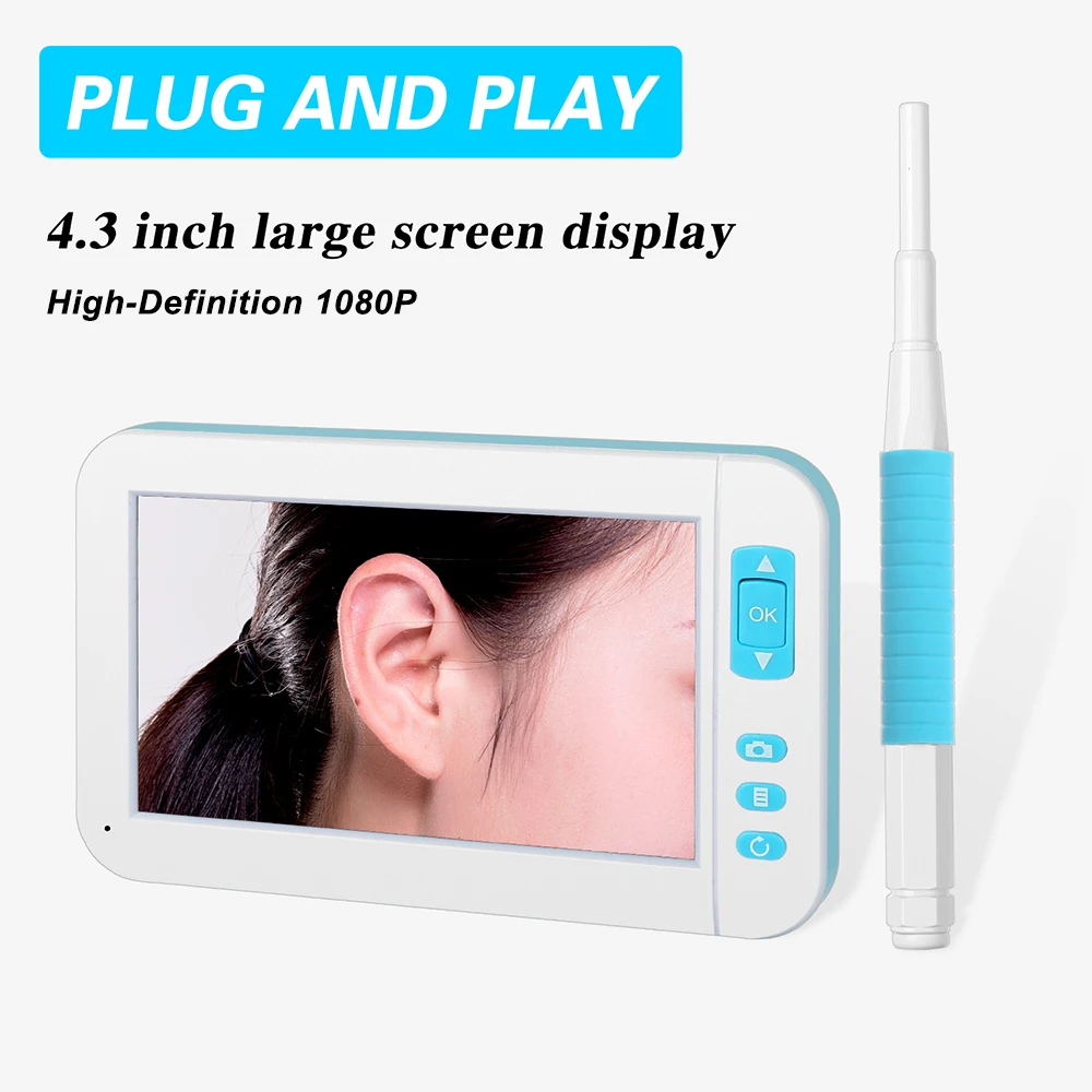 Прибор для чистки ушей эндоскопа с визуальным ушным кольцом Otoscope инспекционный инструмент для чистки ушных восков с экраном дисплея высокой четкости 1080P