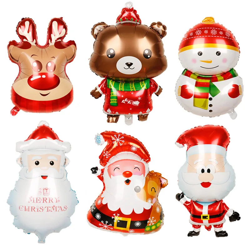 Мультфильм Санта Клаус Снеговик фольги Воздушные шары Рождественская вечеринка Новогодние украшения вечерние воздушные шары с гелием детские игрушки Воздушные шары