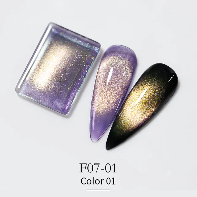 Vendeeni New Colourful Crystal Cat Eye Gel Nail Polish 9D Aurora Cat's Eye Gel Varnish Magnetic Hybrid UV Soak Off Gel Lacquer F07-01