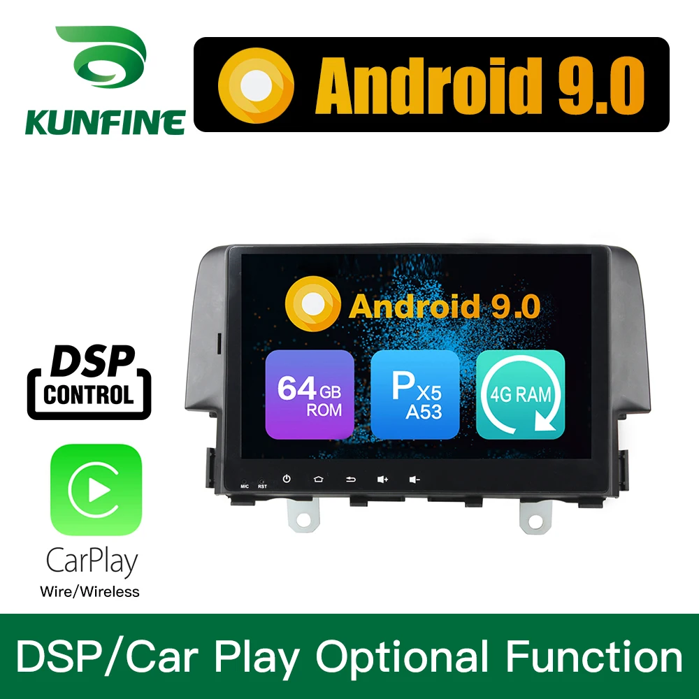 Excellent Android 9.0 Octa Core 4GB RAM 64GB ROM Car DVD GPS Navigation Multimedia Player Car Stereo for Honda Civic 2016 Headunit Radio 0