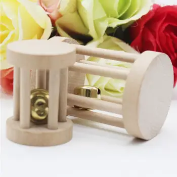 

DishyKooker Natural Wood Pet Chew Toys Mini Hamsters Exercise Bell Roller Dumbells Teeth Care Molar Toy For Pet Rabbits Rat