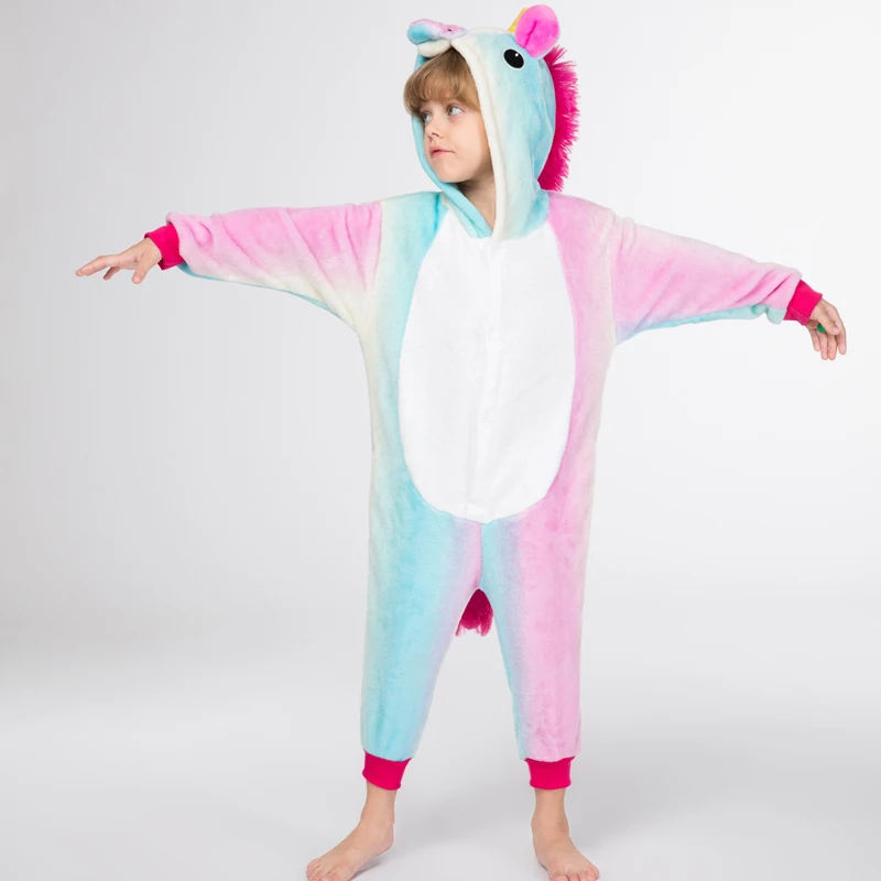 

Flannel Winter Warm Pijama Unicornio Girls One Piece Unicorn Onesie for Kids Children Animal Licorne for 4-12Years