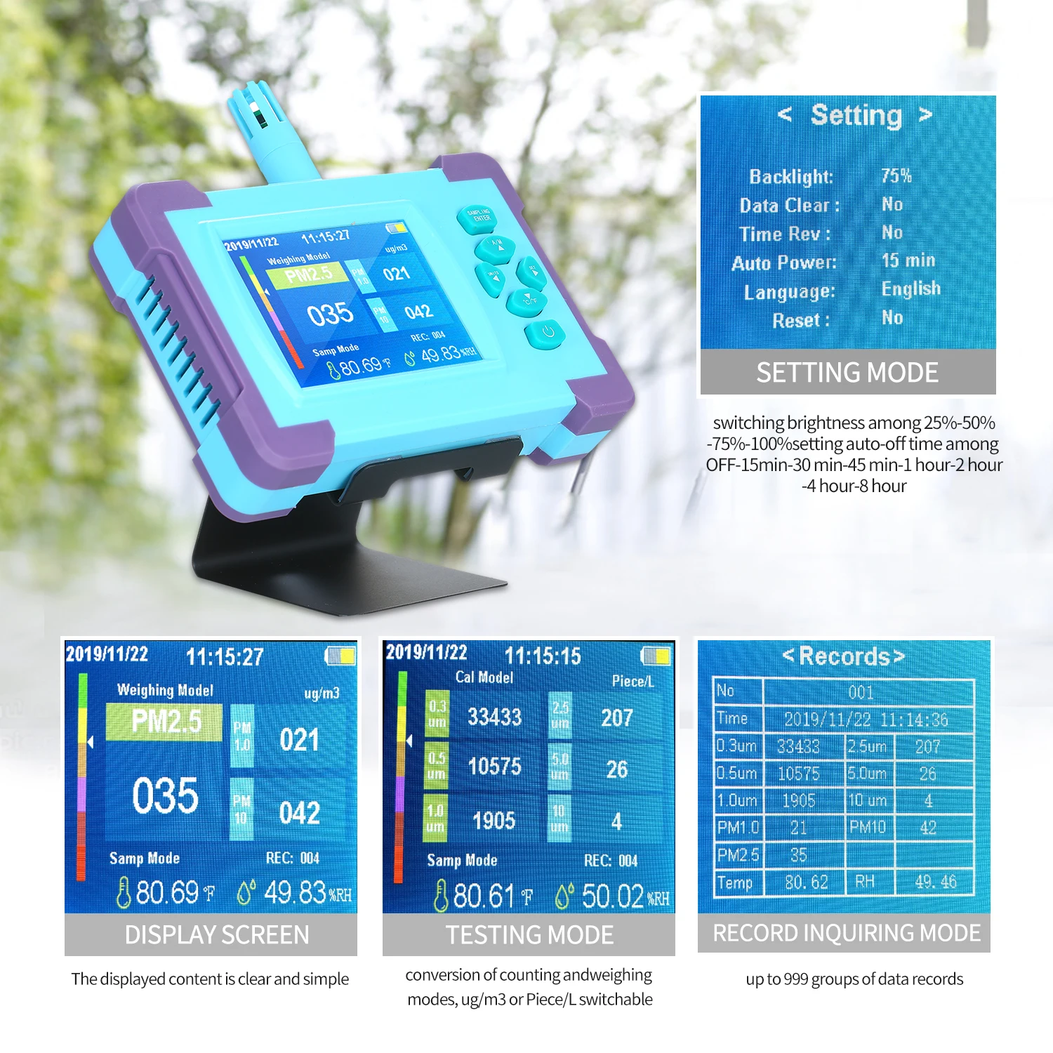 

PM1.0/PM2.5/PM10 Air Quality Monitor Digital Gas Analyzer Portable High-precision Sensor Air Detector Home LED Display