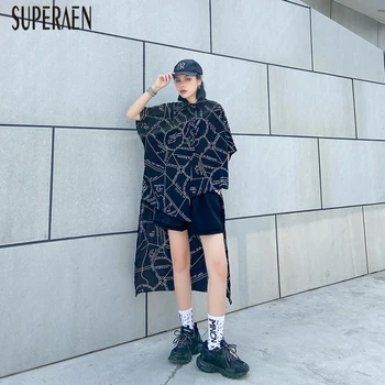 

SuperAen Europe Shirt Female Summer New 2020 Fashion Women Blouses and Tops Short Sleeve Casual Wild Women Clothing