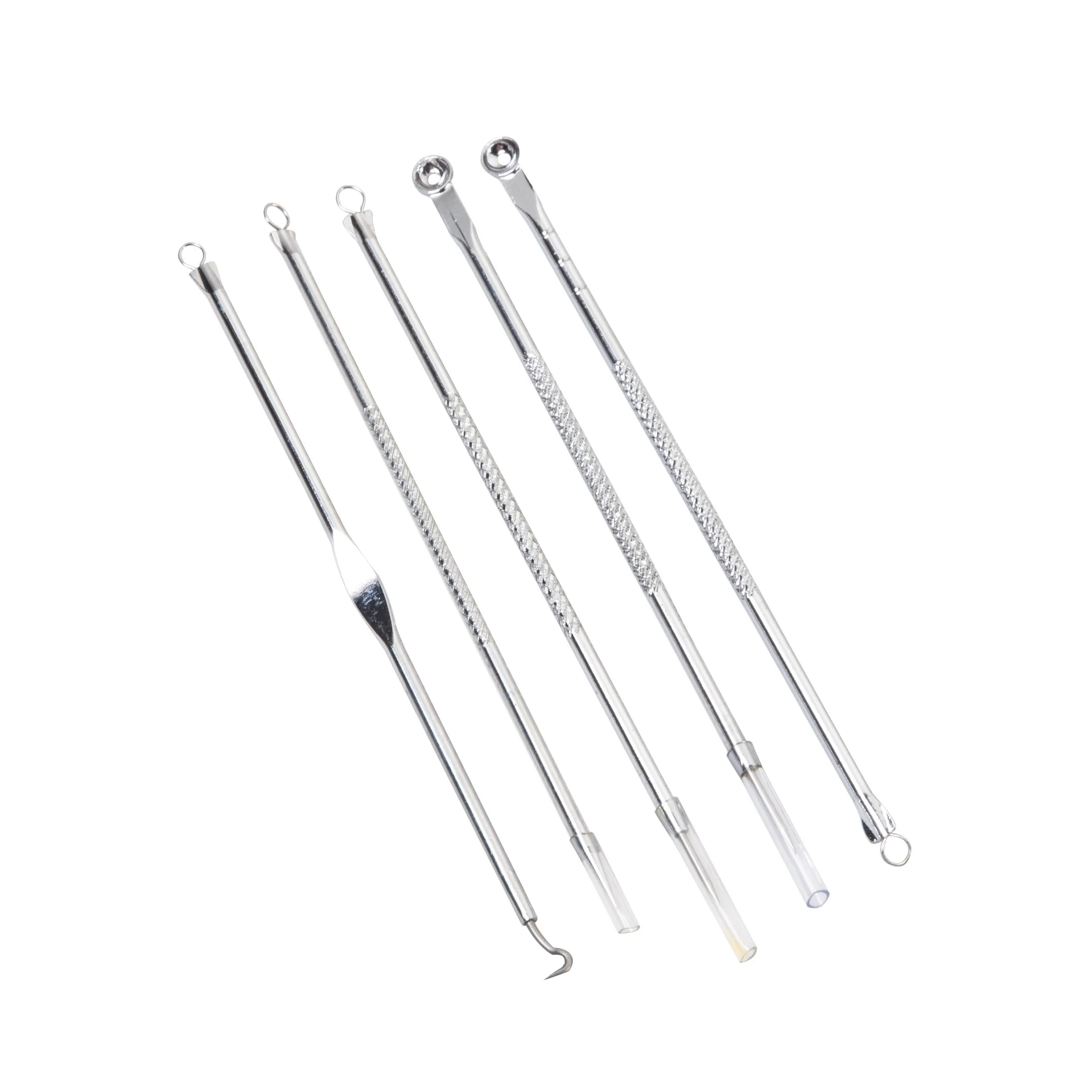 

5Pcs Stainless Steel Blackhead Pimples Remover Tool Kit Acne Needle Clip Pore Double Head Teasing Acne Sore Face Skin Beauty