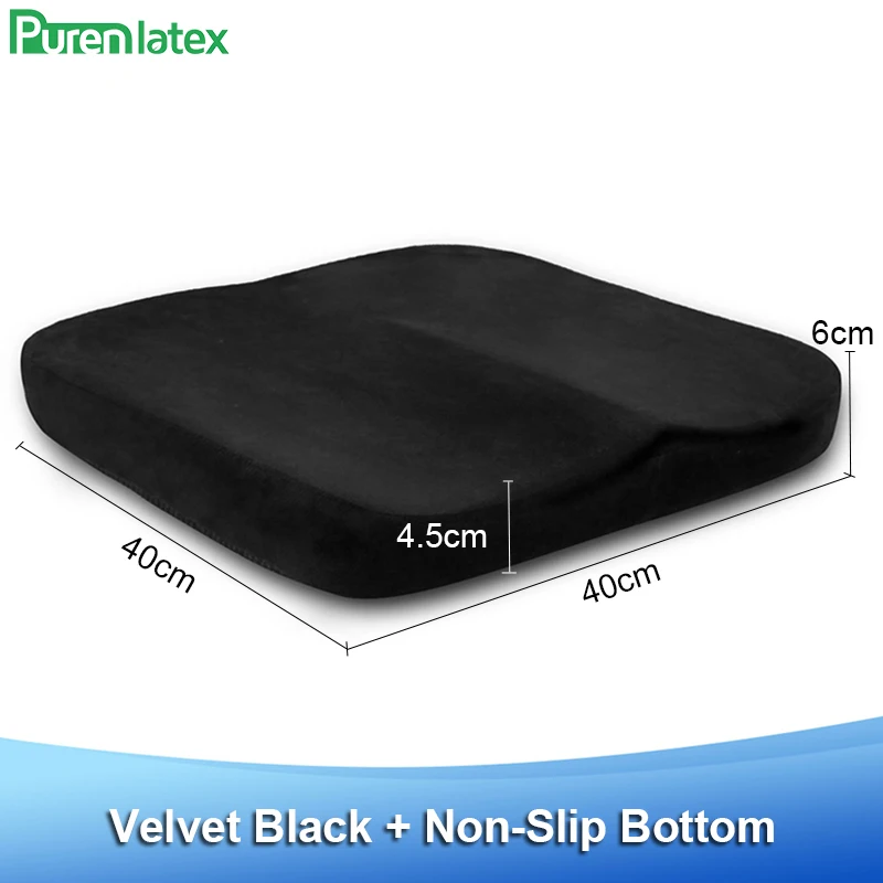 Flat Velevt Black PurenLatex пены памяти стул Автомобильная подушка для дивана сиденье Ортопедическая подушка для копчика коврик для инвалидной коляски коврики геморроя лечения Coussin - Цвет: Flat Velevt Black