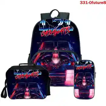 

3pcs/sets School Backpack Back To Future Print School Bag Teenage Girls Boys Mochila Feminina Travel Backpack Pencil Bag Bookbag