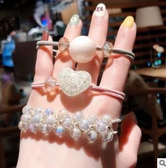 

50 компл./лот 3 шт./компл. DIY с множеством кристаллов жемчуг резинки/браслеты простые эластичные кольца для волос Инструменты для укладки аксессуары HA672