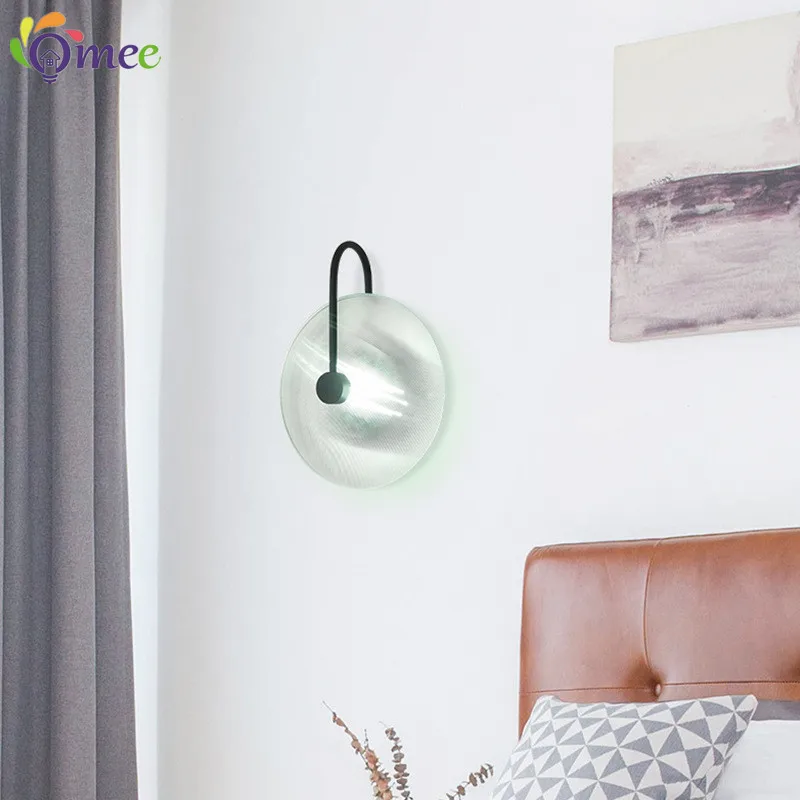 Modern Round Wall Lamp Light Luxury Gold Black Glass LED Wall Lamp Living room Sofa TV Background Wall Bedroom Bedside Wall Lamp