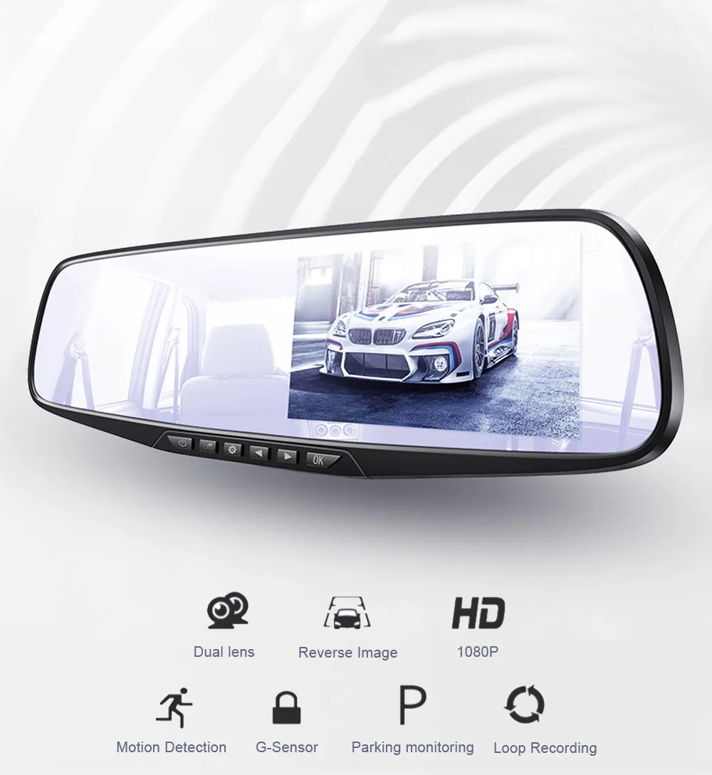 digital rear view mirror Driving Recorder Front and Rear Cameras 4.3 Inch Night Vision Driving Recorder DVR HD 1080P Rear Camera Dual Lens Video Recorder full hd car dvr 1080p