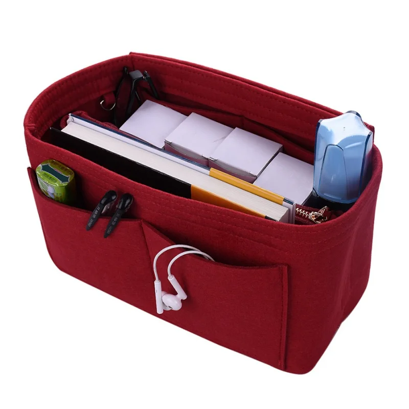 buy Make Up Storage Bag Organizer Felt Insert Bag For Handbag Travel Inner Purse Portable Cosmetic Bag Sundries Organizer