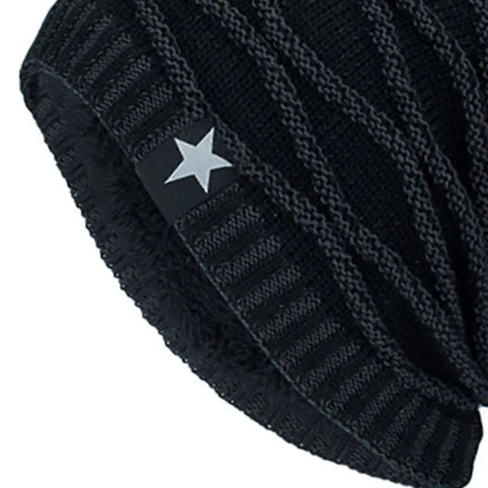 Модный логотип звезда полосатые шляпы для женщин зимняя шапка Skullies Beanies мужские повседневные уличные шапки Теплые однотонные шапки XL174
