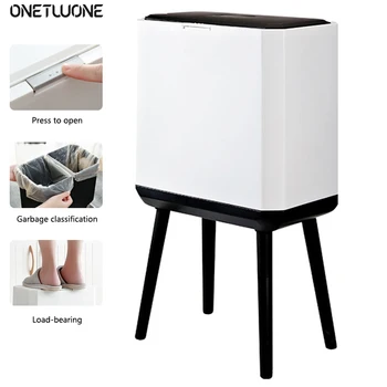 

14L Large capacity Press Trash Can Increase Height Press Type Kitchen Sorting Trash Can Cupboard Organizer Plastic Garbage Bin