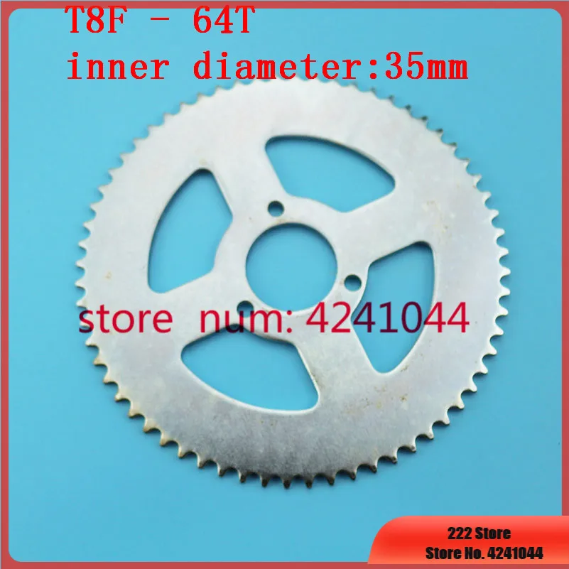T8F 64T Rear chain Sprocket Silver 35mm 64 Tooth For 47cc 49cc Mini Dirt Baby Cross Motard Bikes Motoparts