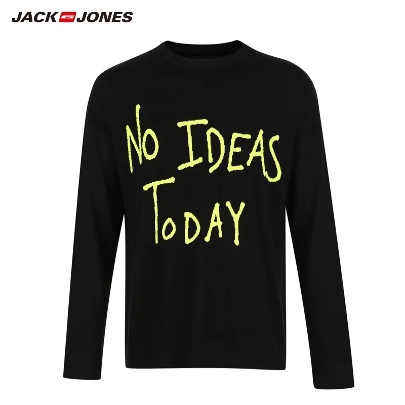 JackJones осенний мужской свитер с контрастным буквенным принтом на каждый день 218324554