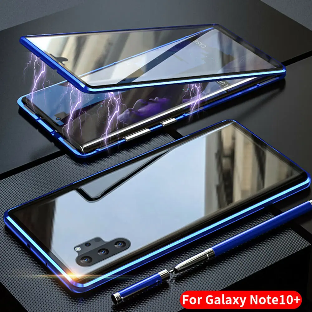 Магнитный поглощающий Передний+ задний стеклянный чехол для samsung Galaxy Note 10 Plus PUO88