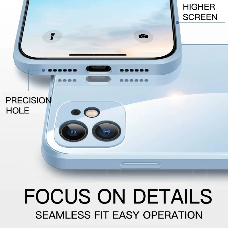 apple mag safe Square Liquid Tempered Glass Case For iPhone 13 11 12 Mini Pro Max XS XR X 7 8 Plus SE2 Original Silicone Candy Cover Protection best buy magsafe charger