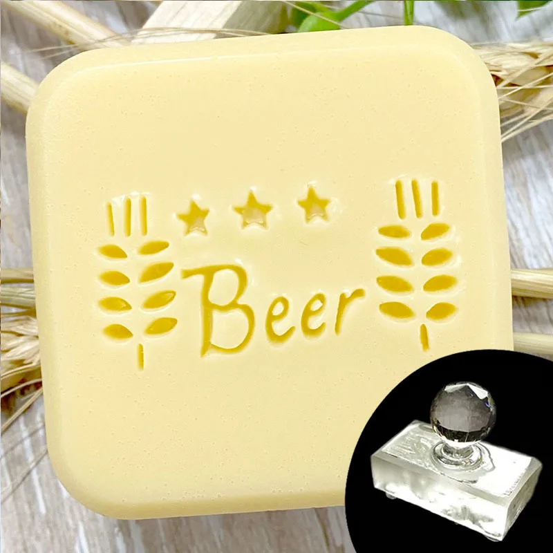 Handmade Beer Soap Stamp Wheat Pattern Clear DIY Natural Organic Acrylic  Chapter Beer Cup Soap Making