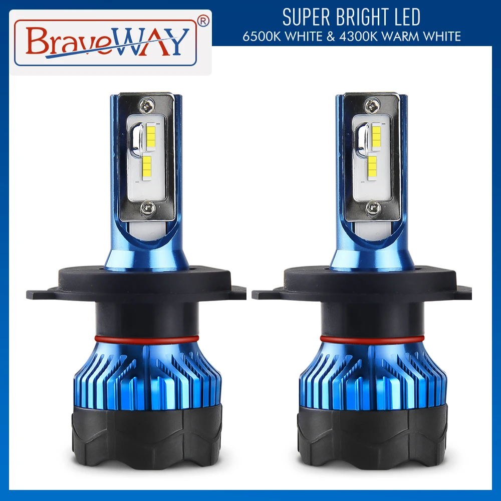 BraveWay Светодиодные Автомобильные фары H4 H7 H1 Turbo Led 9006 HB4 светодиодные лампы для всех