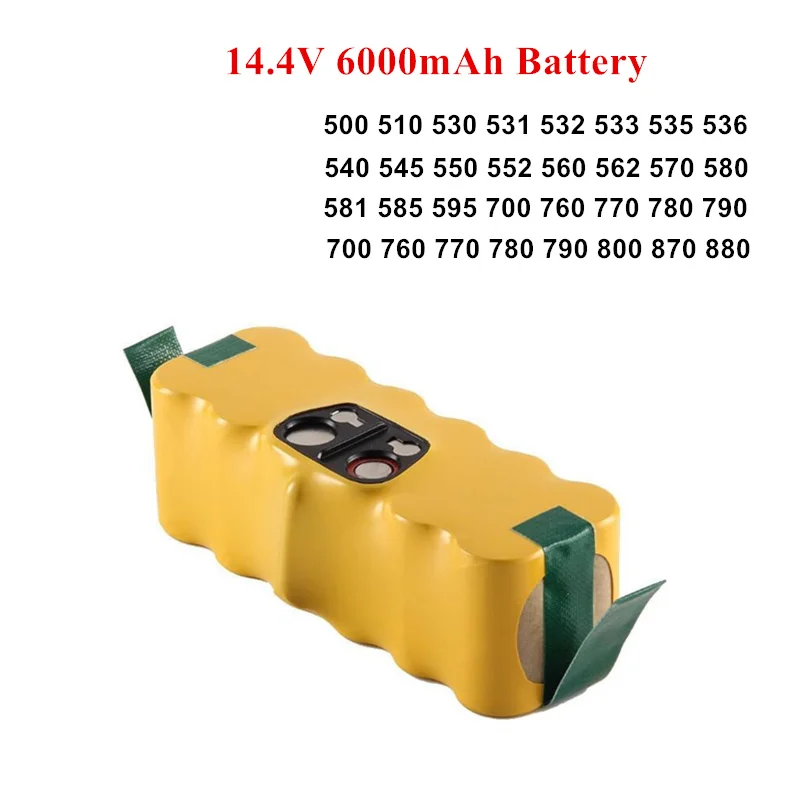 

Upgrade Power 6000mAh 14.4v Replacement Battery Extended-for iRobot Roomba 500 600 700 800 Series Vacuum Cleaner 785 530 560 650