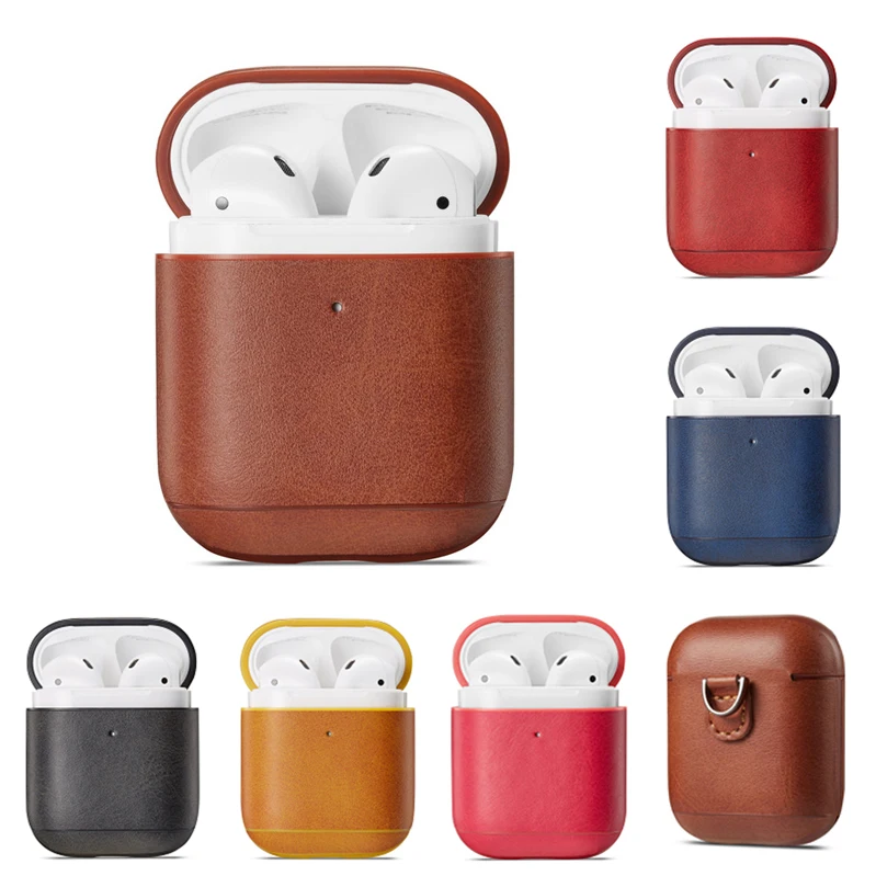 

Leather Earphone Case for Apple Airpods 2 Bag Cover Bluetooth Wireless Earphone Buckle for Airpods Storage Leather Cover