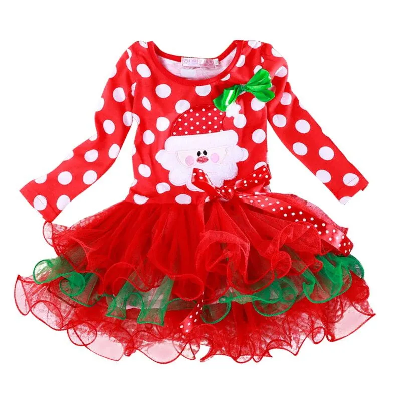 Рождественское платье для маленьких девочек рождественское платье для девочек детское Новогоднее хлопковое платье в горошек для маленьких девочек костюм Санта-Клауса для девочек - Цвет: Style 6