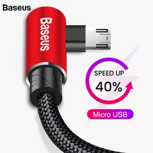 Baseus 90 градусов Micro USB кабель Быстрая зарядка зарядное устройство для мобильного телефона кабель для передачи данных кабель Microusb для samsung Xiaomi Android 2 м