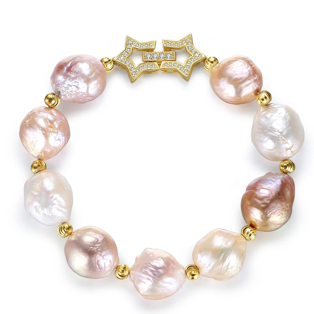 

Fenchen Natural Baroque Pearl Beads Women Bracelets & Bangles 925 Sterling Silver Star Buckle Women Charms Bracelet Gifts AB008