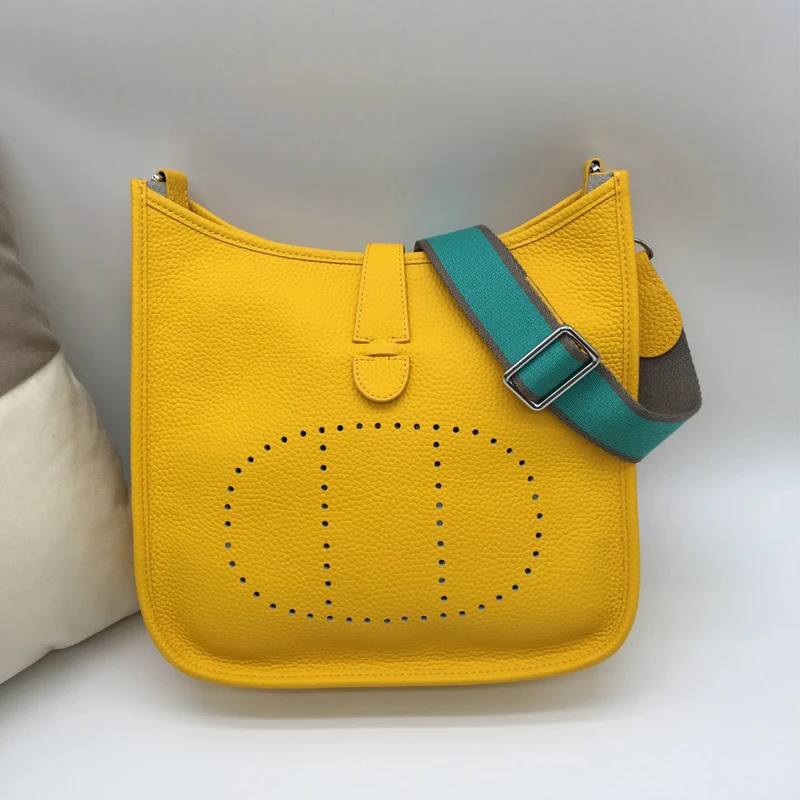 Leather diagonal bag Eveline large wide shoulder strap leather shoulder bag fashion new H original lychee pattern