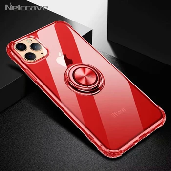 

10Pcs With Ring Phone Holder Silicone Case For iPhone 11 Pro XS Max XR X 8 7 6 Plus Transparent TPU Shockproof Protective Cover