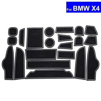 

21 Pcs Car Non-slip Door Gate Slot Mats Carpets Cup Holder Pads M Logo For BMW X4 2013 2014 2015 Door Groove Mat Free Shipping