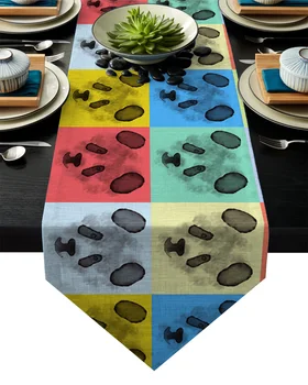 

Watercolor Panda Lattice Gradient Table Runner Table Flag Home Party Decorative Tablecloth Table Runners for Wedding