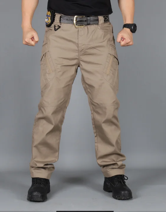 Тактические брюки военные брюки карго Мужские наколенники спецназ военный сплошной цвет одежда охотник поле боевые брюки - Цвет: IX9 Khika