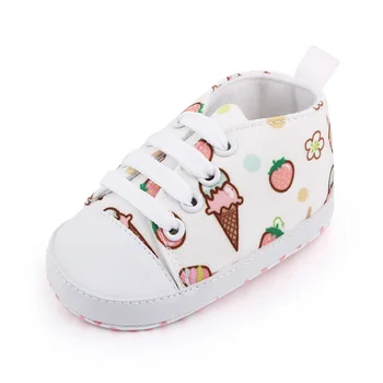 1 Pairs Lytwtw's Spring Autumn Cute Cartoon Strawberry Ice Cream Mustache Sports Baby Toddler Shoes Soft Sole Baby First Walkers 1
