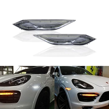 

Switchback Clear Lens Led Amber Turn Signal Lights W/ White Driving Running Lights For Porsche Cayenne 11-14