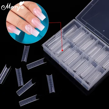 

Monja 120 Pcs/Box Multi-size Nail Art Quick Building Mold Tips Full Cover Acrylic False Nail Extension Form DIY Manicure Tool