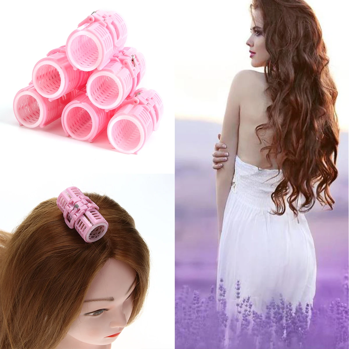 6Pcs/Set Plastic Spring Clips Hair Rollers Hair Curler DIY Hair Styling