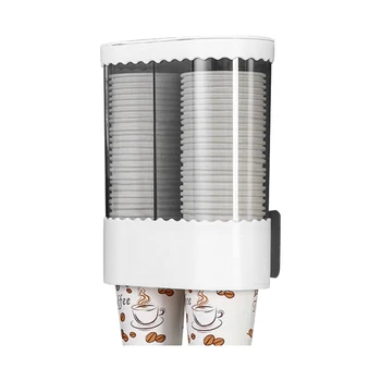 

Water Cooler Large Capacity Transparent Wall Mounted Double Tube Disposable Cup Dispenser Pull Type Kitchen ABS Home Office