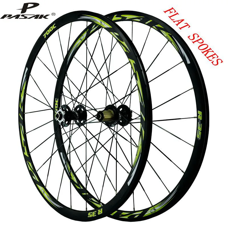 Pasak Road Bike Wheelset 700c Disc Brake Flat Spoke 24 Holes 30mm Depth QR F9x100 R9x135mm Alu Rim 29er Wheelset V Clamp Brake