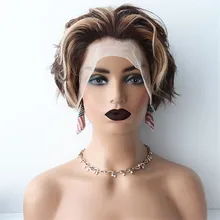 Популярный парик из человеческих волос, парик из бразильских волос, парик из коротких волос с эффектом омбре, парик на кружеве, цена