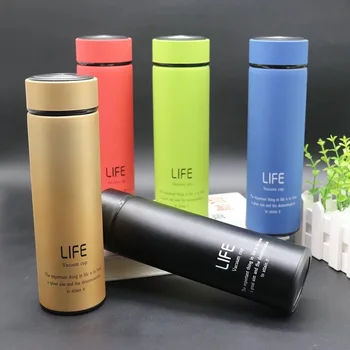 

500ml Stainless Steel Vacuum Flask Thermos Gift Bottle Cup Men and Women Business Office Straight Mug Can Be Customized Logo