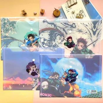 

A4 Anime Demon Slayer Kimetsu No Yaiba Kamado Tanjirou Nezuko Folder File Bag Document Organizer Storage Bag Stationery Gift