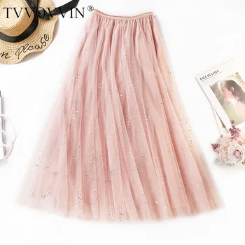 

Korea 2020 NEW Spring And Summer A-line Double Multi-layer Mesh Halfbody Skirt Wholesales Sequins Sweet Girl's Cloth Y100