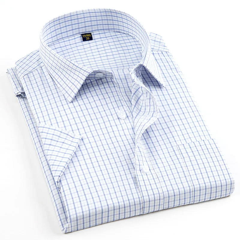 2018 модные Для мужчин короткий рукав рубашки в клетку Для мужчин s летняя социальных Повседневное футболки Человек Топы camisa masculina